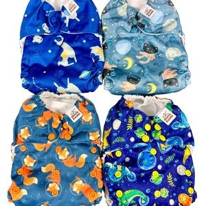 Space Animals Kids Diaper Covers -  Lot of 4